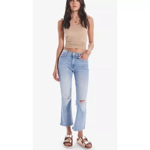 Mother Denim The Outsider Ankle Chew in Poisoned Petals Cropped Jeans Size 25